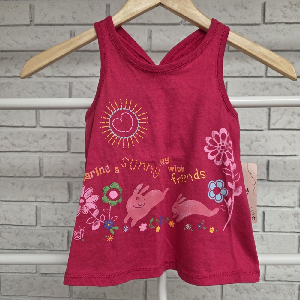 NWT Kids Headquarters Pink Graphic Tank Top 4T Girls Summer
